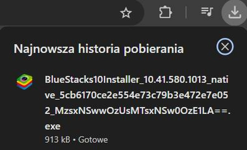 Instalační soubor BlueStack, foto: Lidia Pajak